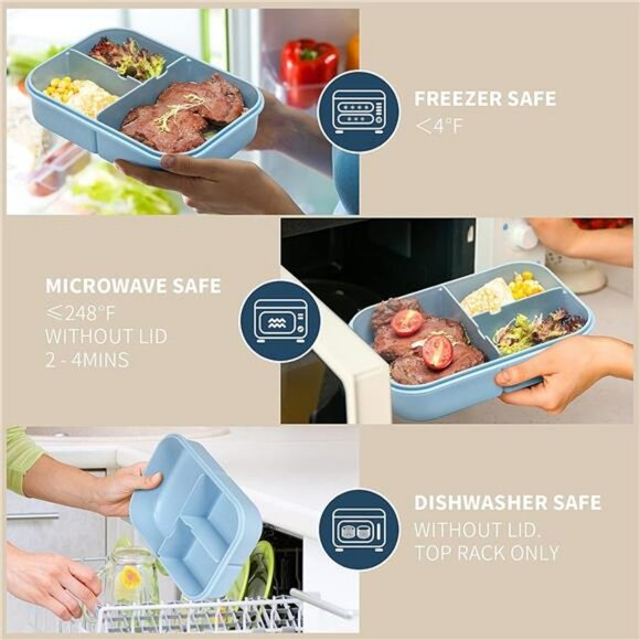 Leakproof bento lunch box with compartments microwave safe container for kids - Picture 6 of 7